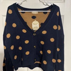New with tags Altard State Navy and Tan Polka Dot Cardigan